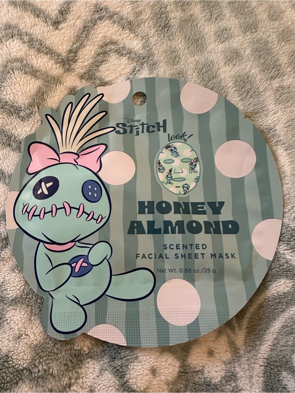 Disney Stitch Honey Almond Scented Facial Sheet Mask - Mint Green